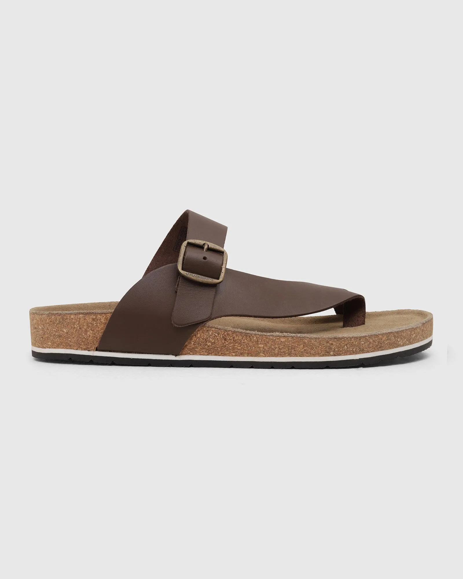 Leather Brown Solid Sandals - Shophie