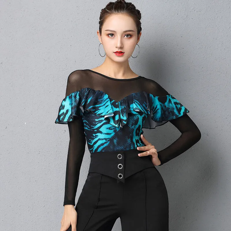 Leopard Print Patchwork Latin/Ballroom Top