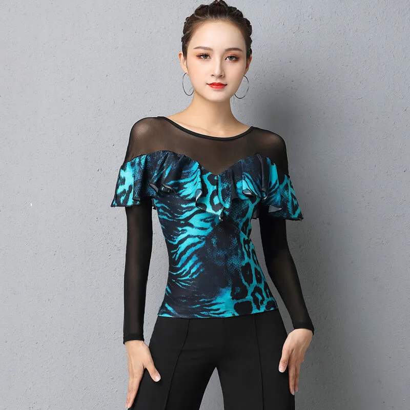 Leopard Print Patchwork Latin/Ballroom Top