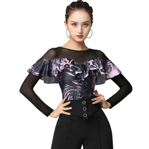 Leopard Print Patchwork Latin/Ballroom Top