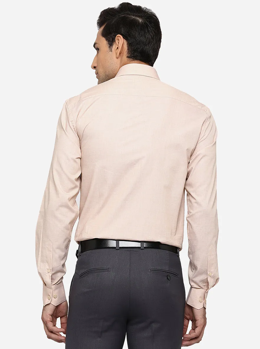 Light Beige Solid Regular Fit Formal Shirt | JadeBlue