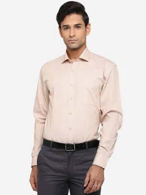 Light Beige Solid Regular Fit Formal Shirt | JadeBlue