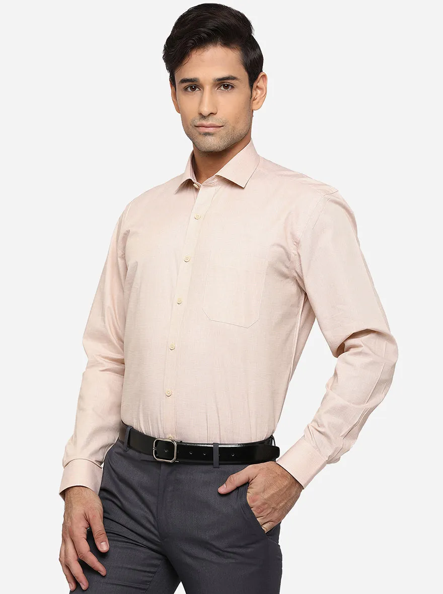 Light Beige Solid Regular Fit Formal Shirt | JadeBlue