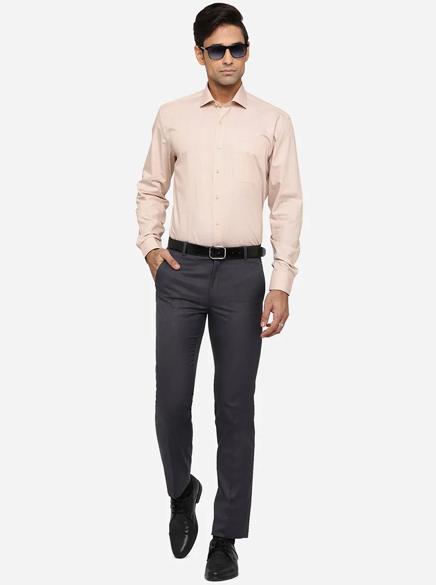 Light Beige Solid Regular Fit Formal Shirt | JadeBlue