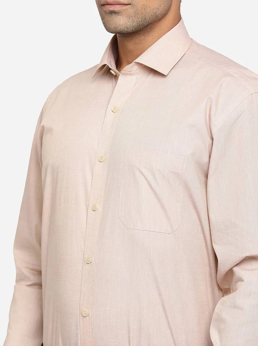 Light Beige Solid Regular Fit Formal Shirt | JadeBlue