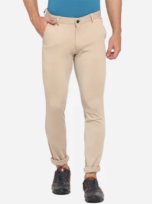 Light Kahki Solid Slim Fit Club Wear Trouser | JB Studio