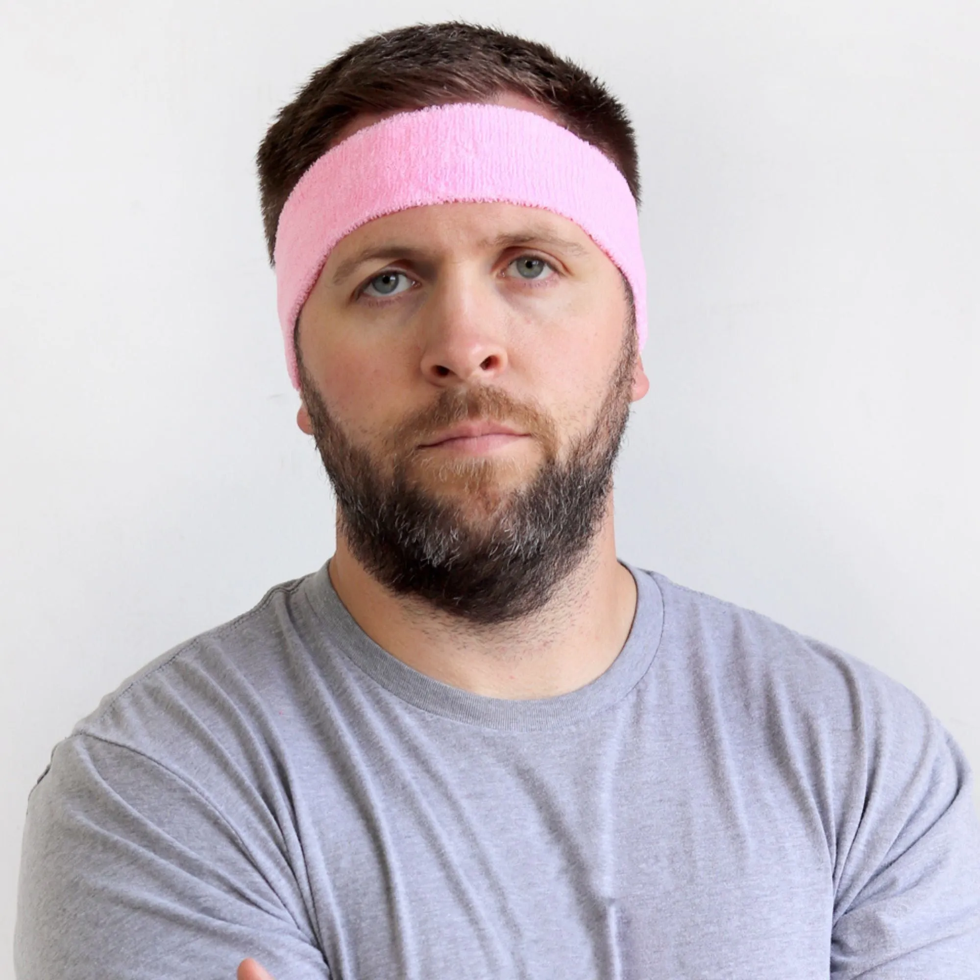 Light Pink Head Sweatbands - 12 Pack