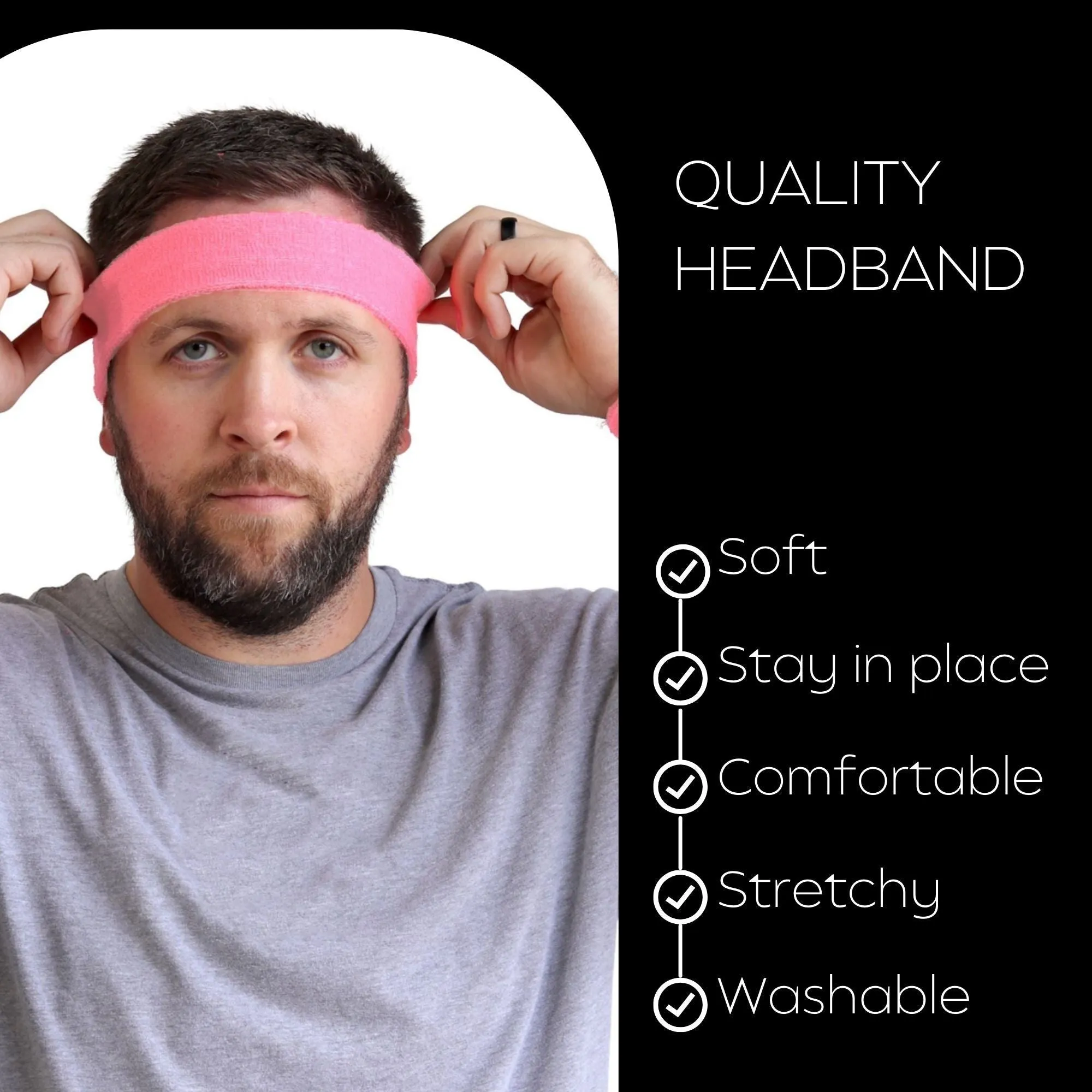 Light Pink Purple Teal Head Sweatbands - 3 Pack