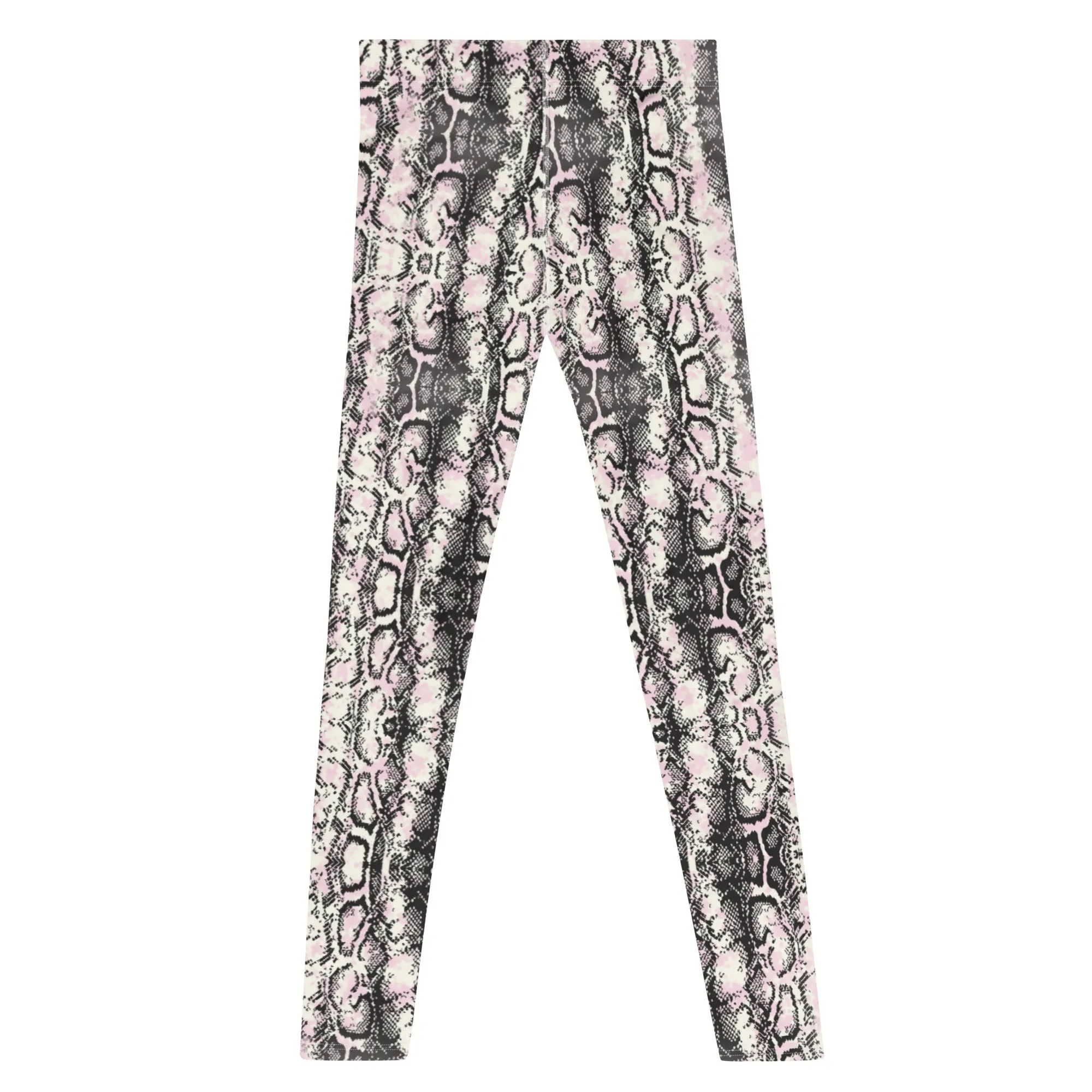 Light Pink Snakeskin Print Meggings, Pale Pink Reptile Python Snake Print Men Tights-Made in USA/EU