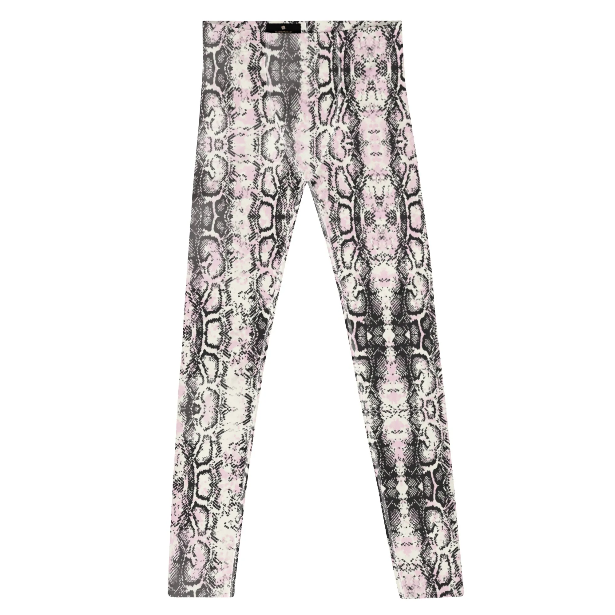 Light Pink Snakeskin Print Meggings, Pale Pink Reptile Python Snake Print Men Tights-Made in USA/EU