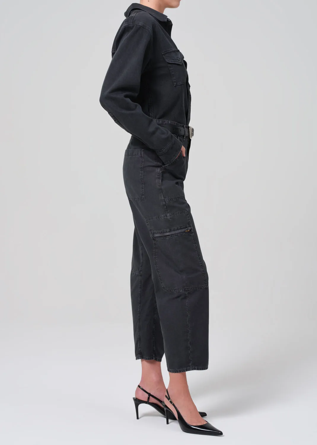 Marcelle Low Slung Easy Cargo in Washed Black