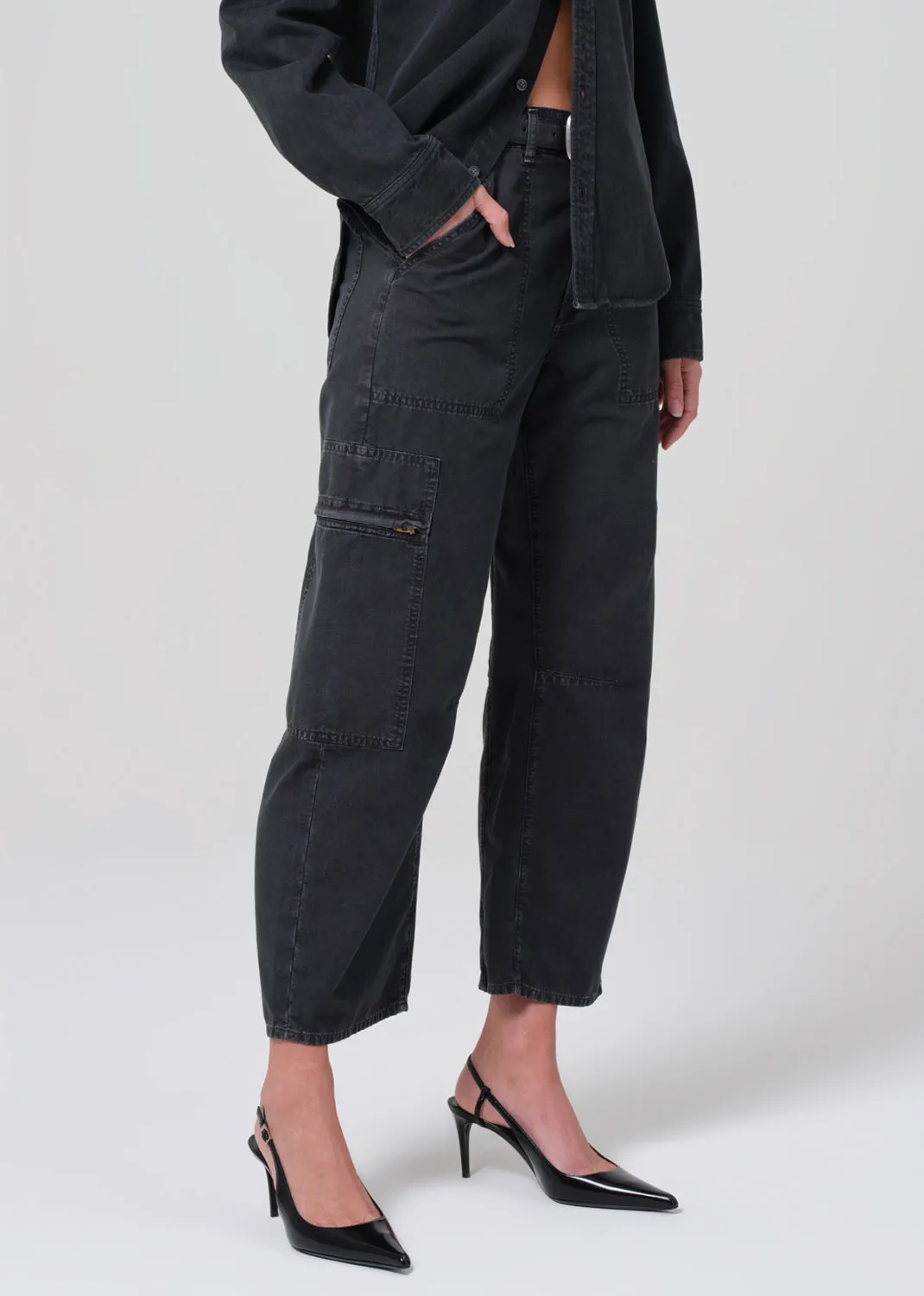 Marcelle Low Slung Easy Cargo in Washed Black