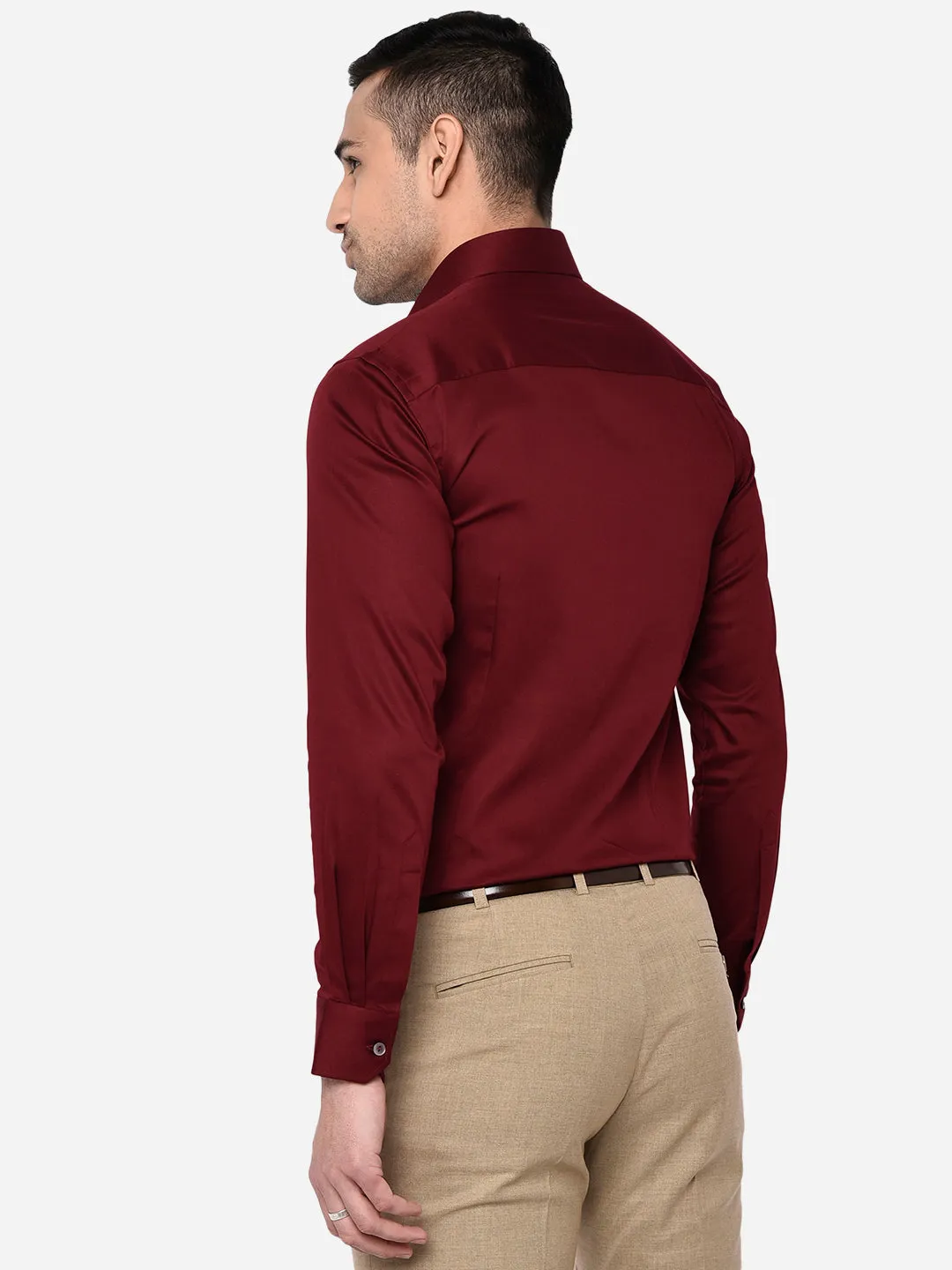 Maroon Solid Slim Fit Party Wear Shirt | Wyre