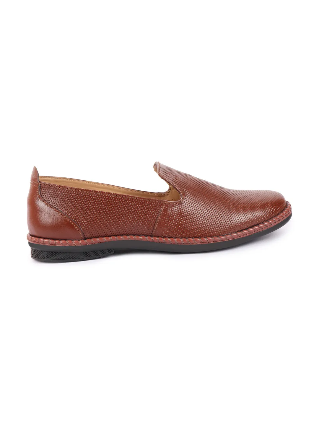 Men Tan Cap Toe Formal/Office Leather Prom Slip On Shoes