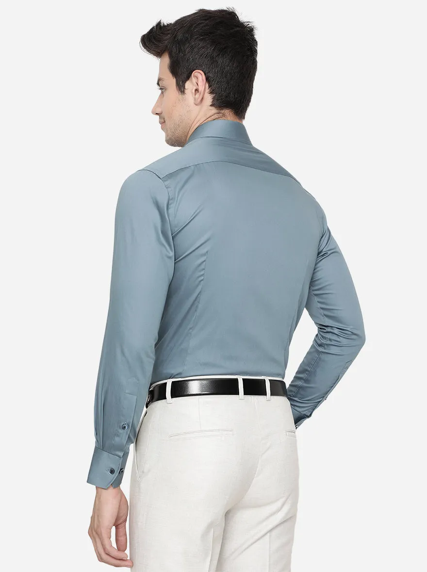 Mint Green Solid Slim Fit Formal Shirt | Metal