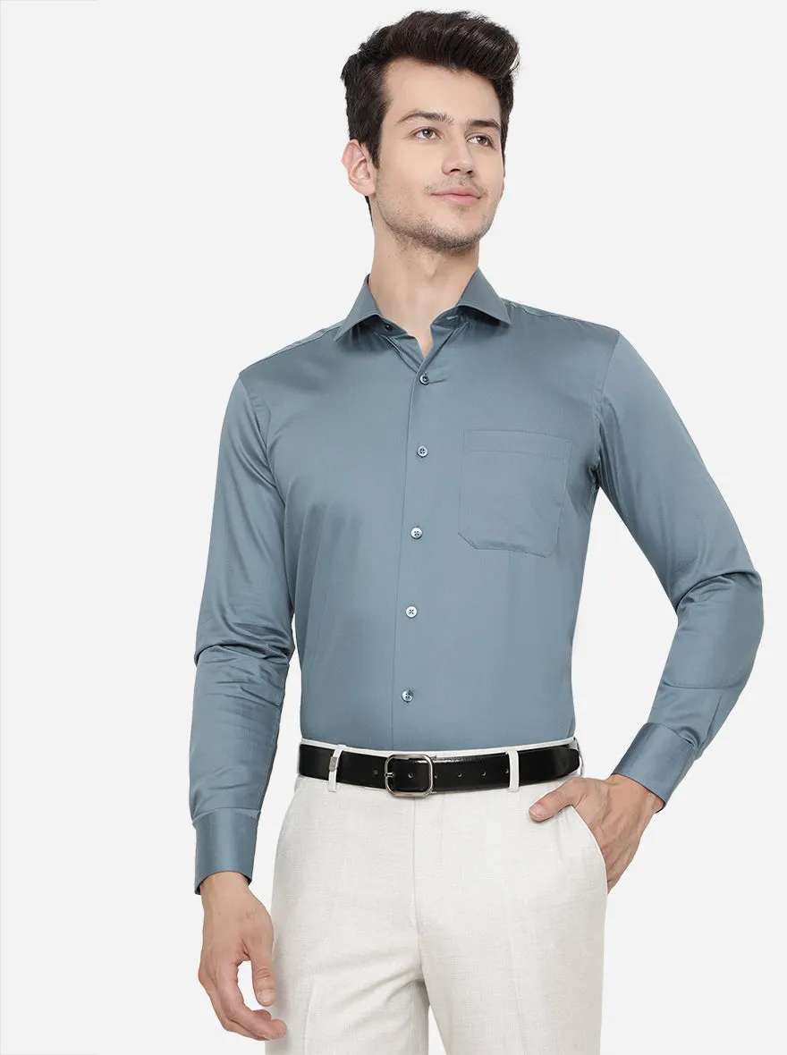 Mint Green Solid Slim Fit Formal Shirt | Metal