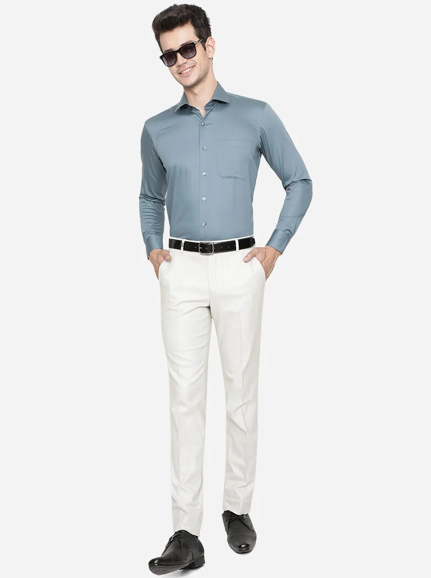 Mint Green Solid Slim Fit Formal Shirt | Metal