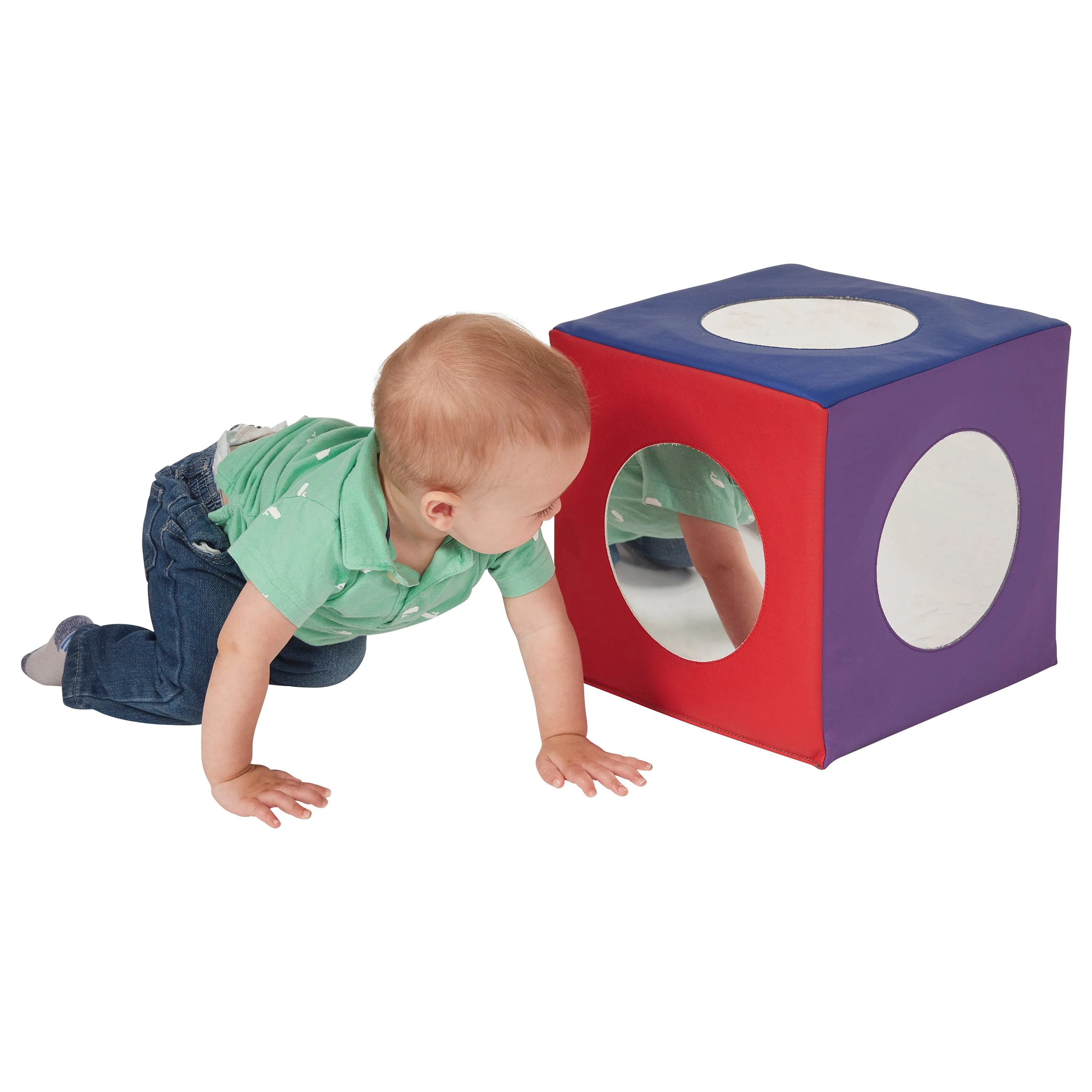 Mirror Cube, Soft Sensory Tummy Time Toy for Infants and Babies