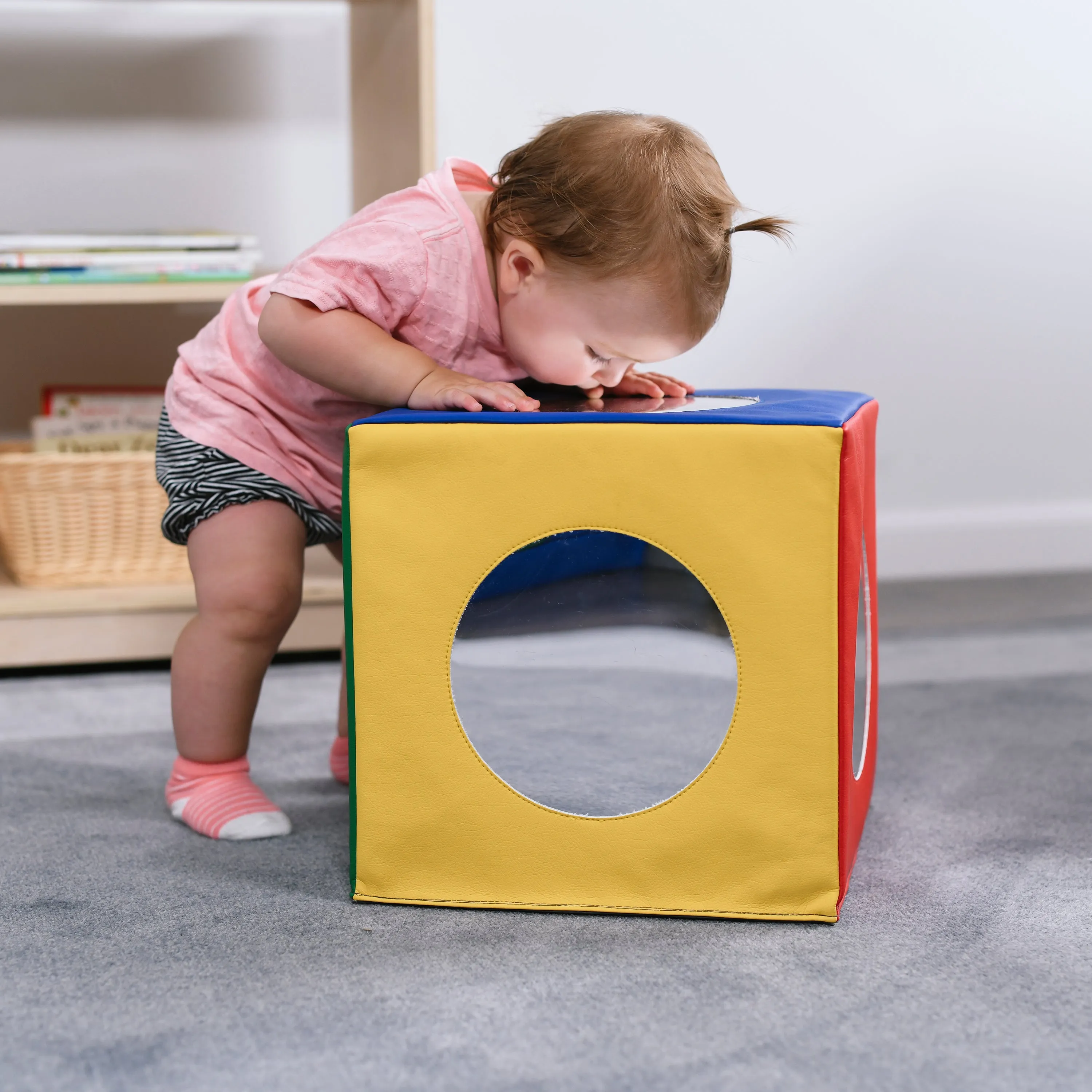 Mirror Cube, Soft Sensory Tummy Time Toy for Infants and Babies