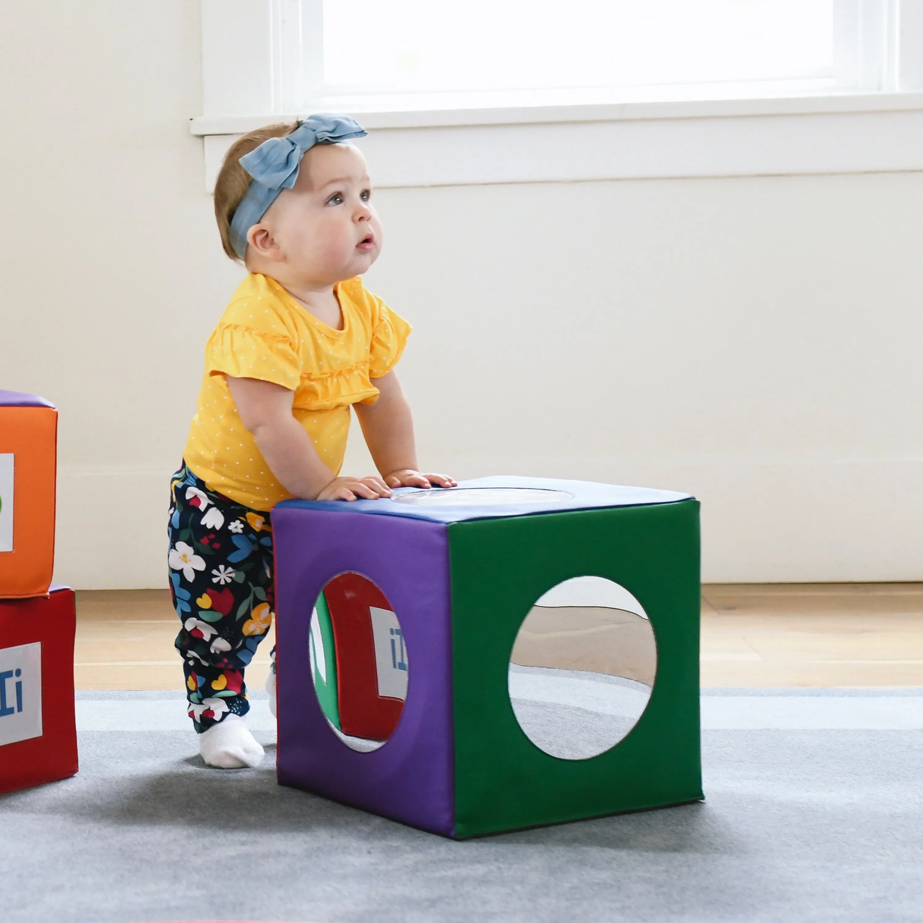 Mirror Cube, Soft Sensory Tummy Time Toy for Infants and Babies