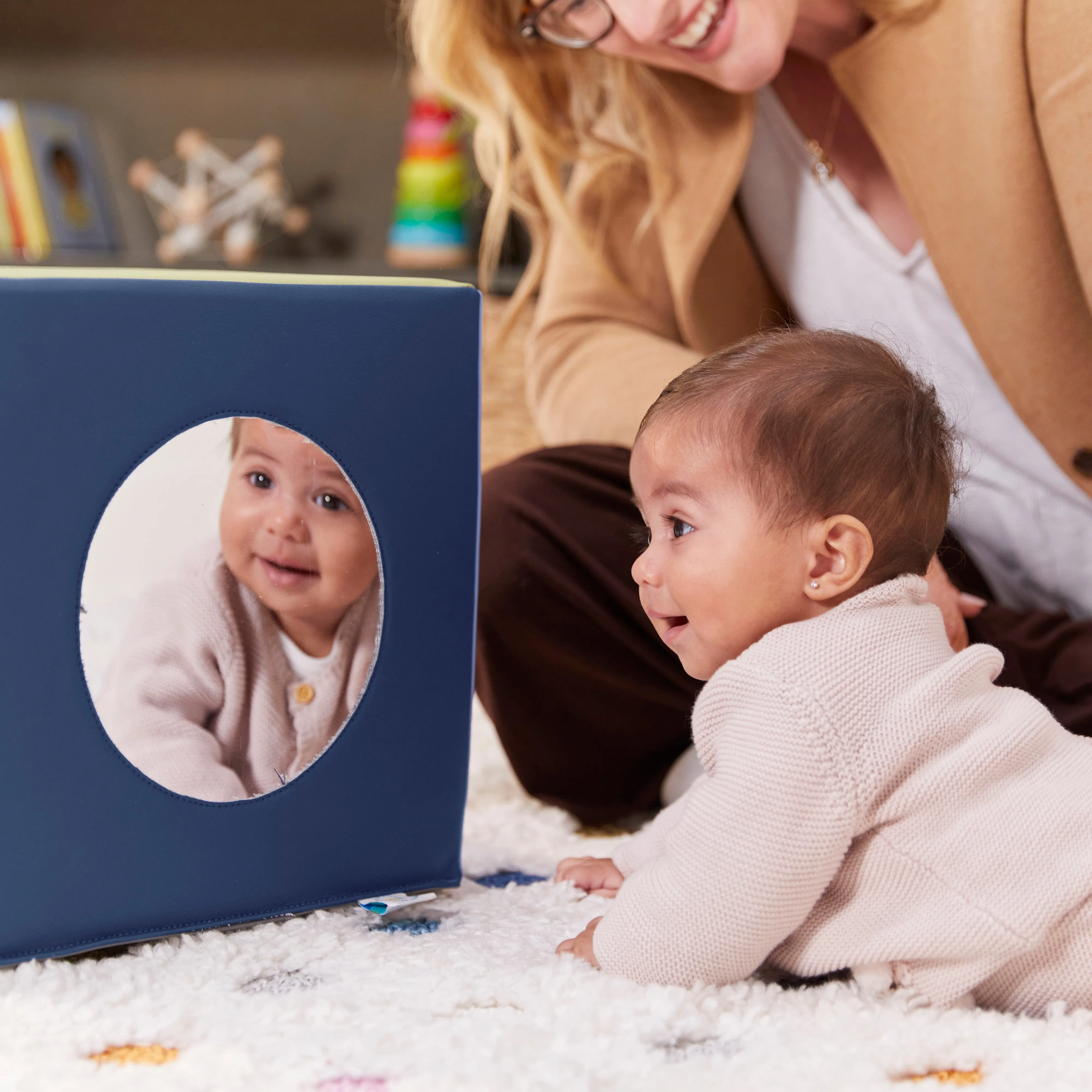 Mirror Cube, Soft Sensory Tummy Time Toy for Infants and Babies