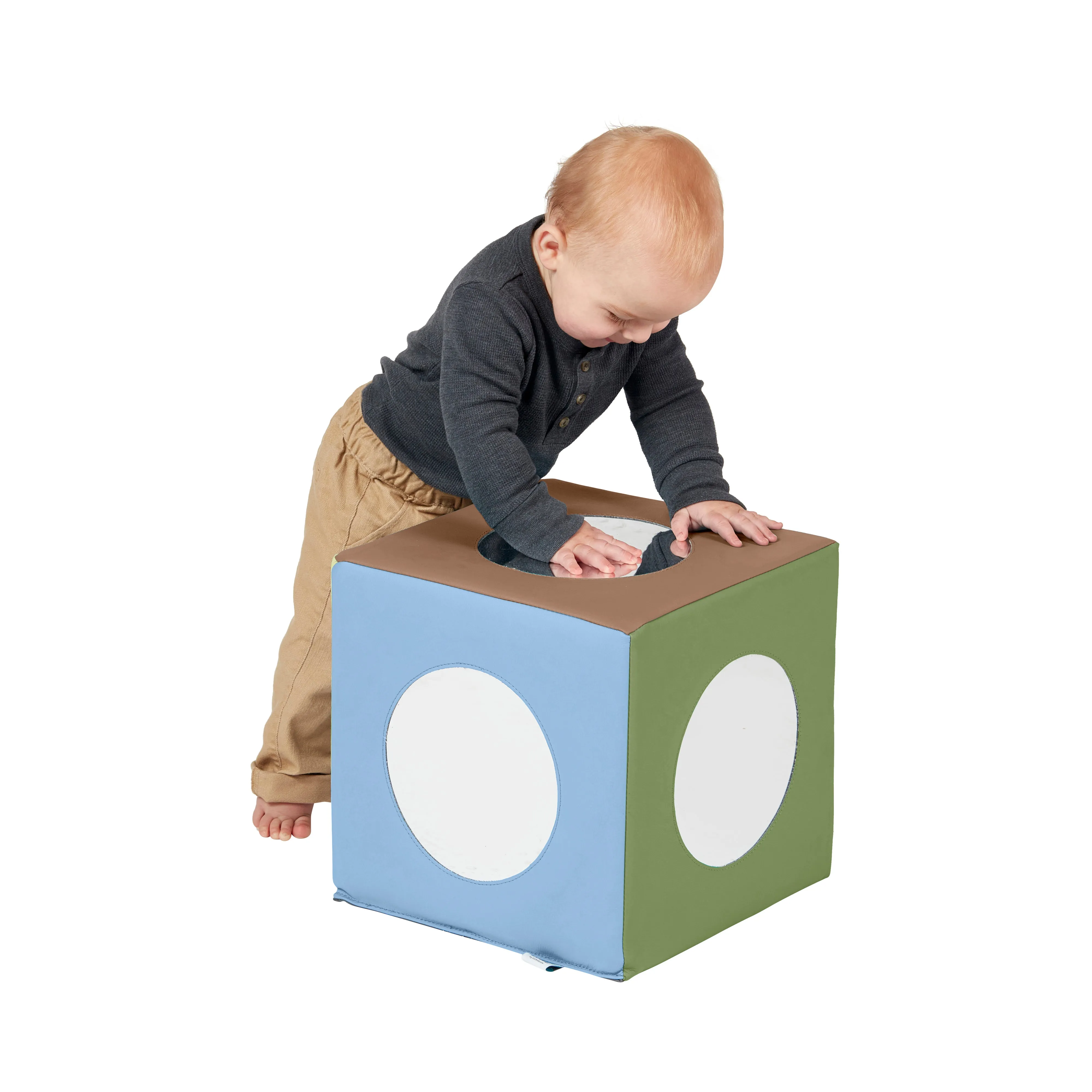 Mirror Cube, Soft Sensory Tummy Time Toy for Infants and Babies