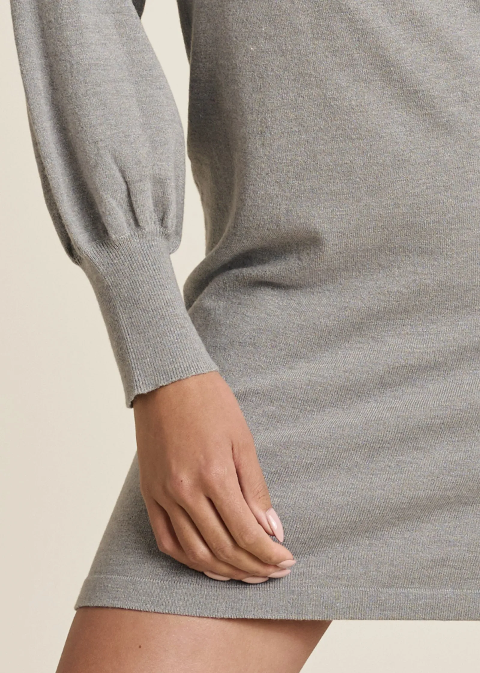 Mock Neck Sweater Dress - Heather Grey