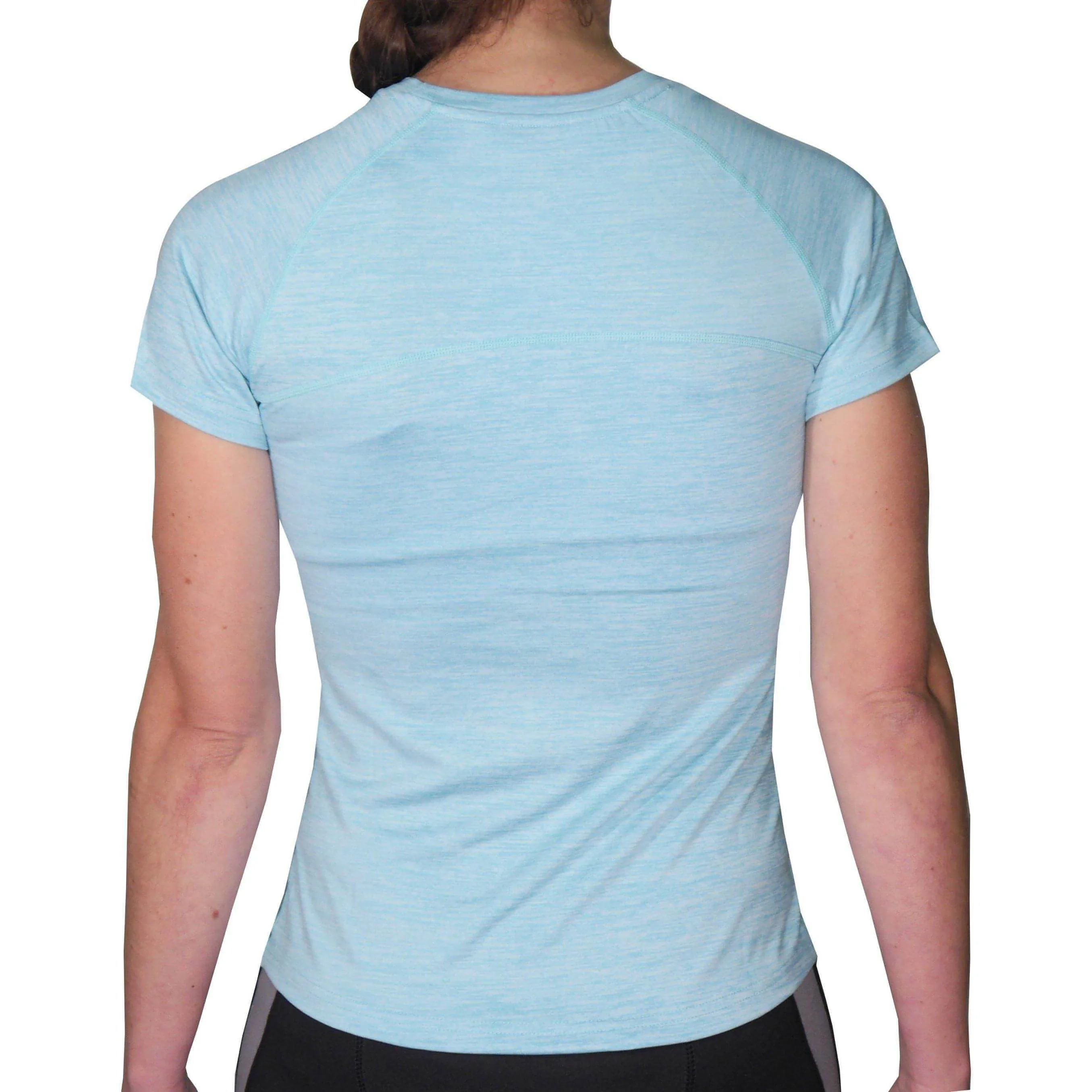 More Mile Heather Short Sleeve Girls Running Top - Blue