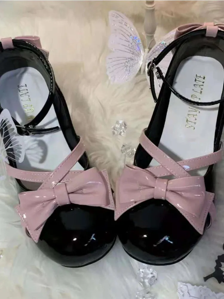 MQTIME  -  Japanese Style Lolita Mary Janes Shoes Women Kawaii Sweet Cross-tie Pumps Shoes Female Bowknot Casual Korean Fashion Shoes 2024