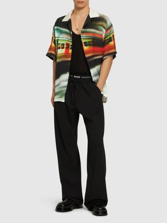 MSGM   Solid lightweight wool blend pants 