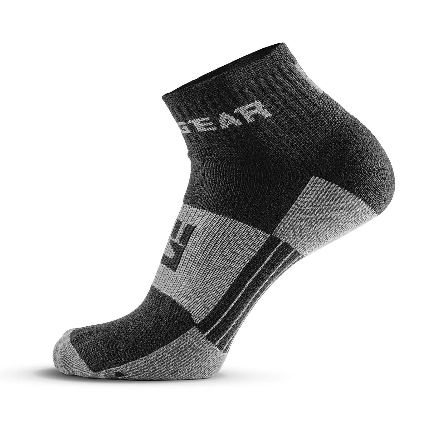 MudGear Quarter (¼) Crew Socks - Black/Gray (2 pair pack)