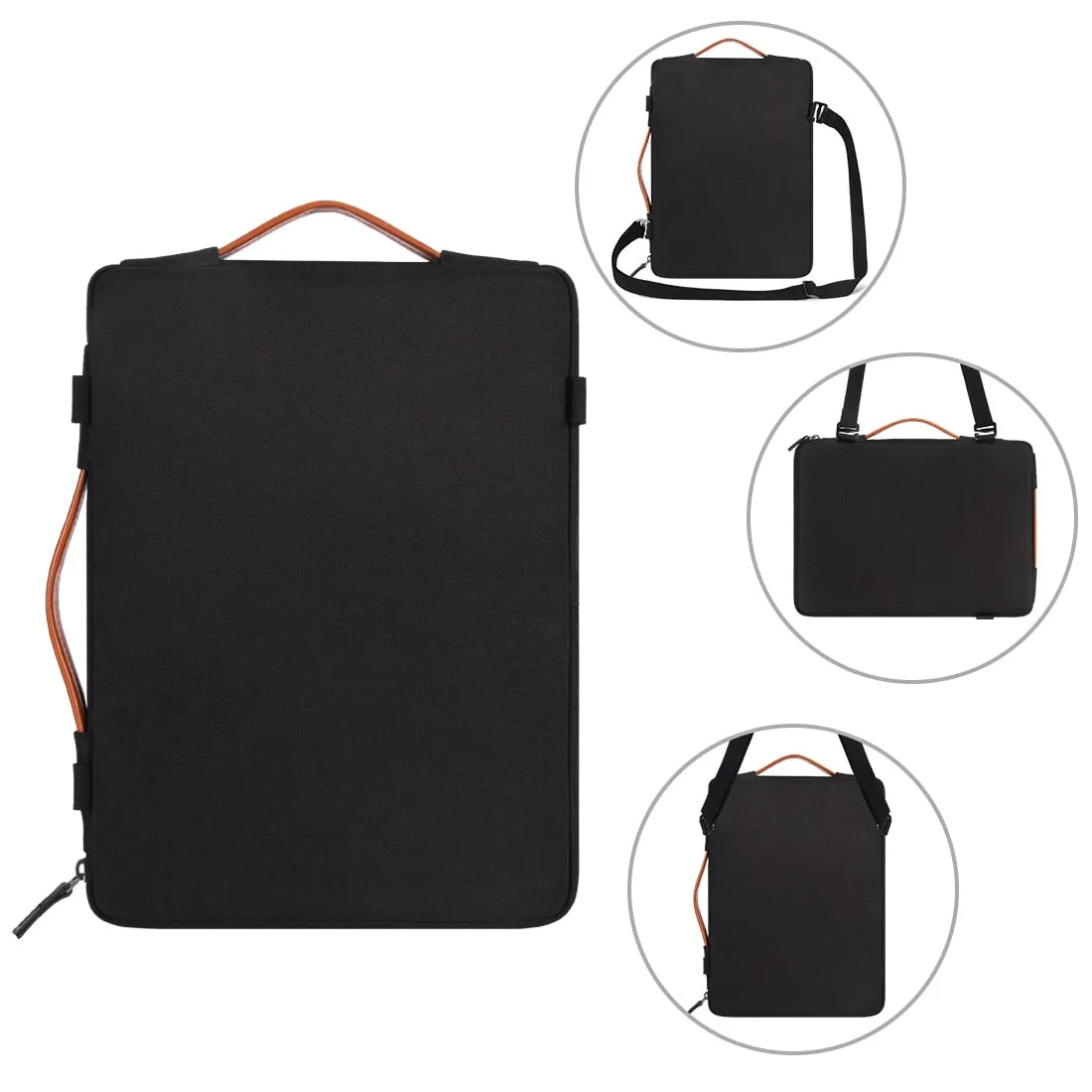 Multi-use Strap Laptop Sleeve Bag With Handle For 10" 13" 14" 15.6" 17" Inch Notebook Shockproof Computer Bag Black