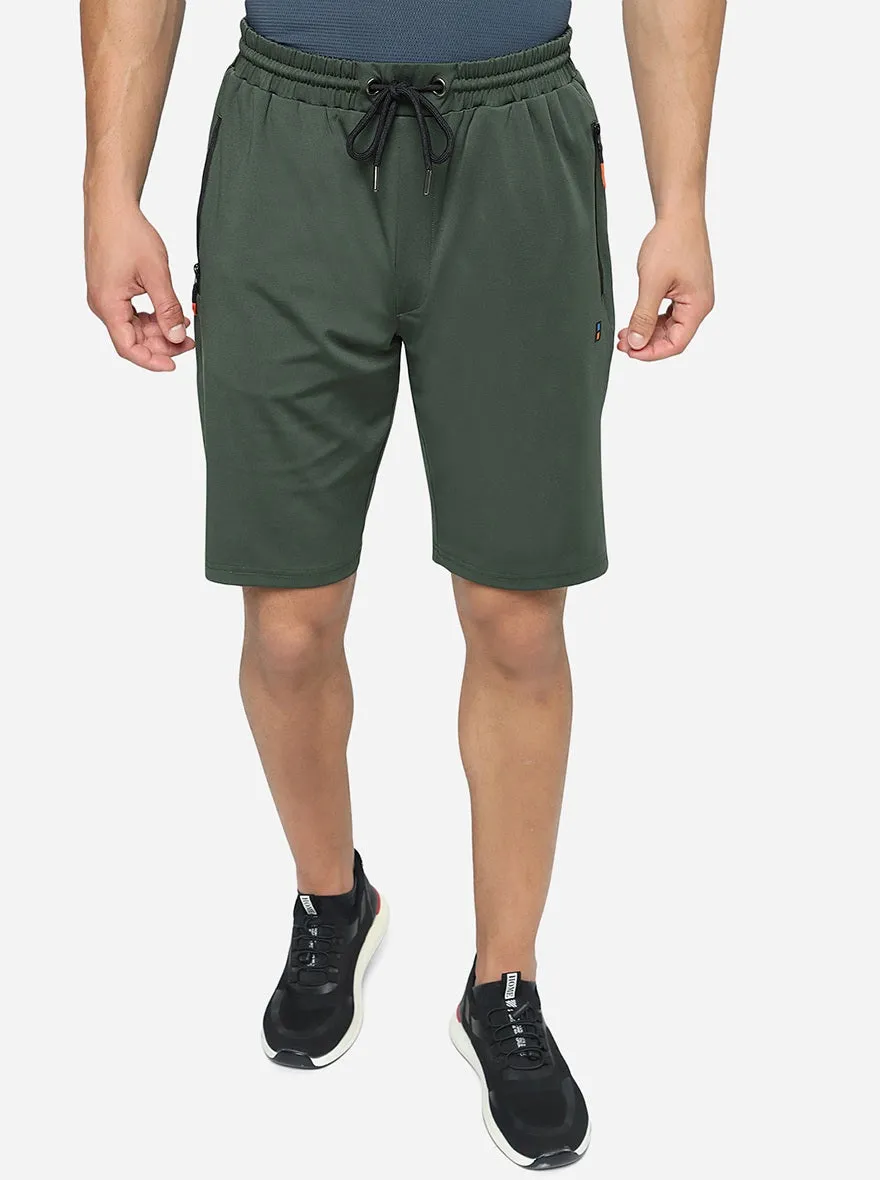 Olive Solid Slim Fit Shorts | Jade Play