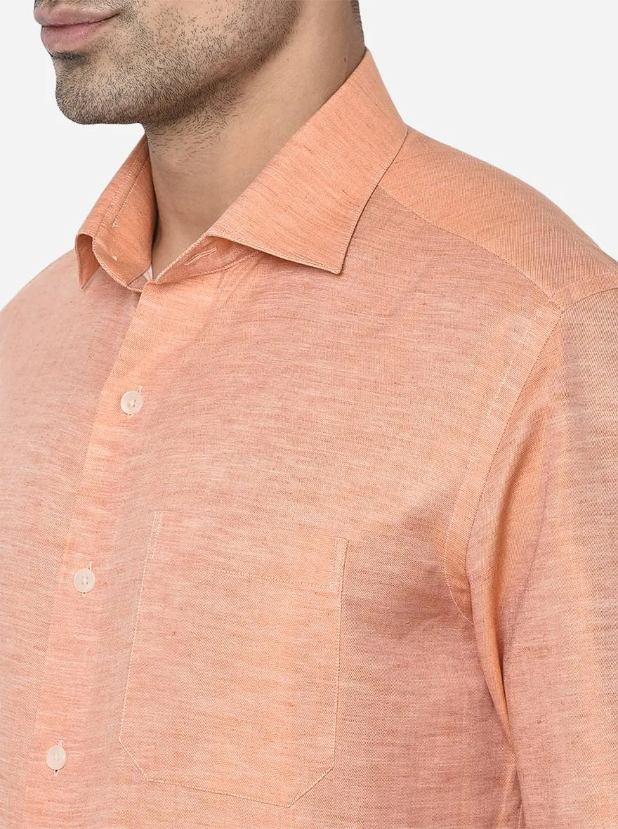 Orange Solid Slim Fit Formal Shirt | Metal