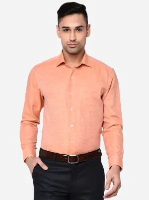 Orange Solid Slim Fit Formal Shirt | Metal