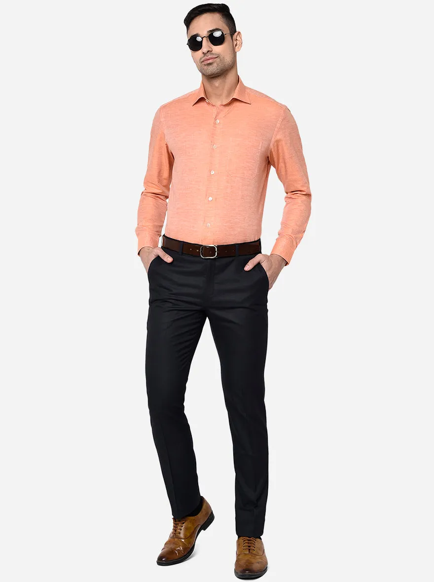 Orange Solid Slim Fit Formal Shirt | Metal