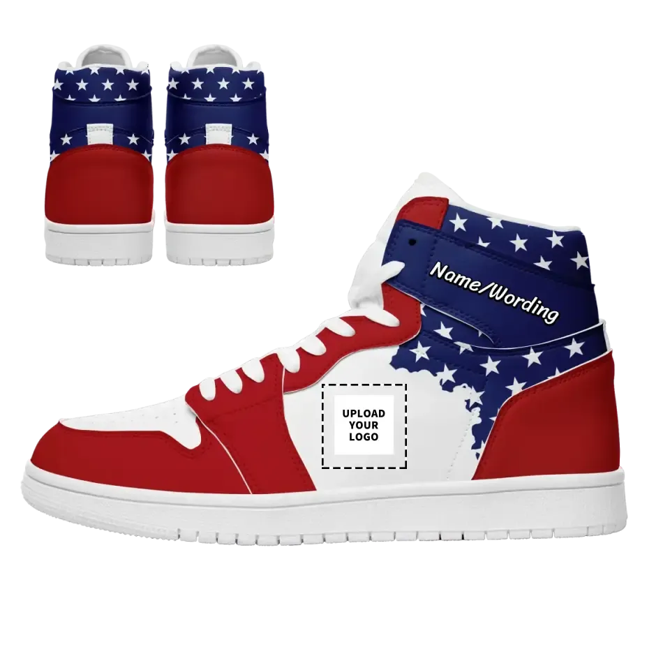 Personalized High Top Sneakers, Custom Flag Design Shoes, Patriotic Shoes,AJ1H-24020038