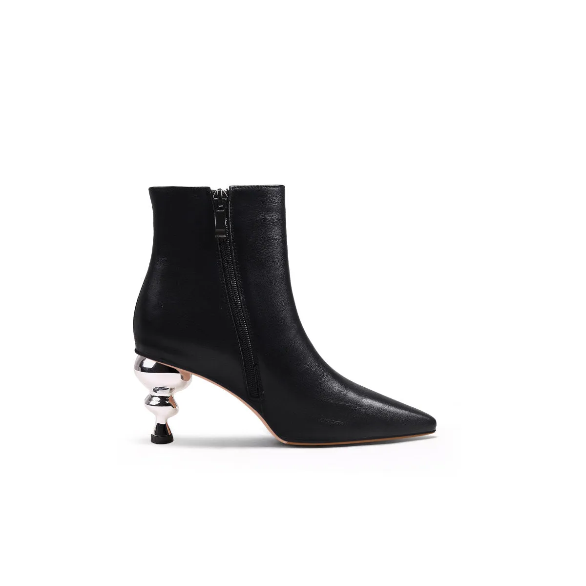 Pointed Toe Swirl Heel Ankle Boots