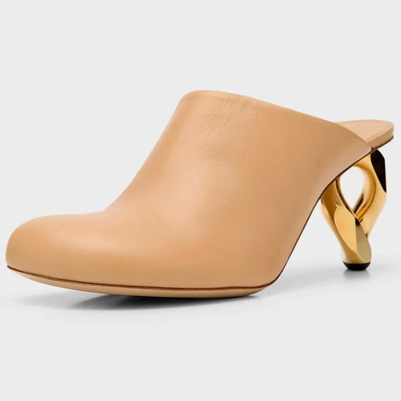 Pre Order:  Round Toe Irregular Heel Mule Shoes