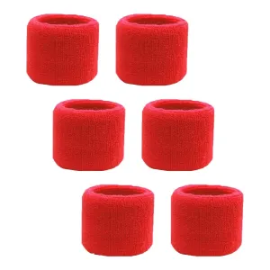 Red Wrist Sweatbands - 6 Pack