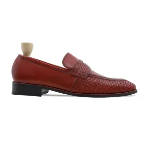 Rhenon -    Men's Oxblood Calf and Hand Woven Calf Leather Loafer