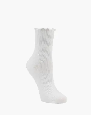 Ribbed Frill Quarter Crew Women's Socks