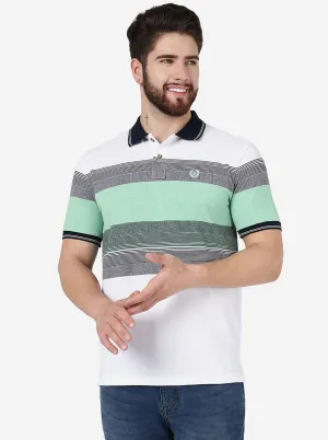 River Blue Striped Slim Fit Polo T-Shirt | Greenfibre