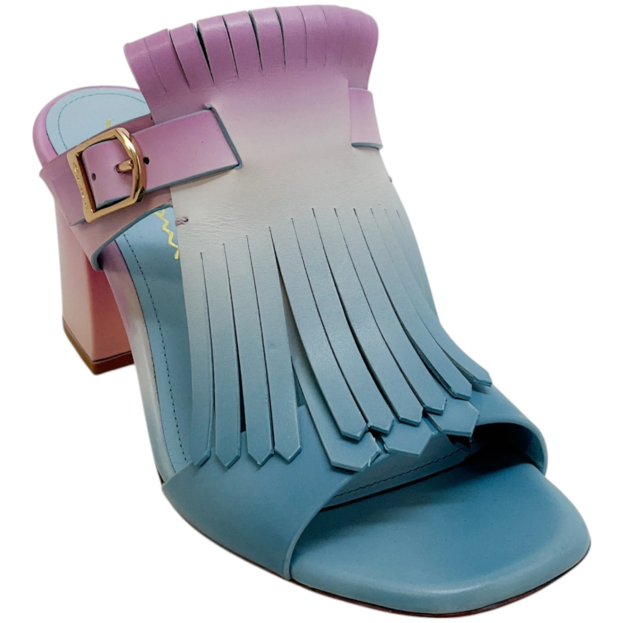 Santoni Blue / Purple Tie Dye Fringe Sandals