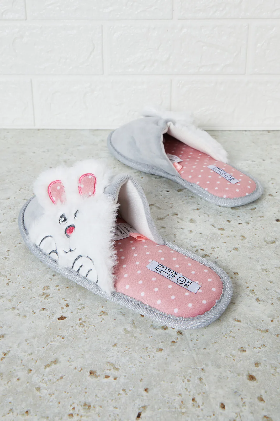 Senior Girls Grey Bunny Slipper