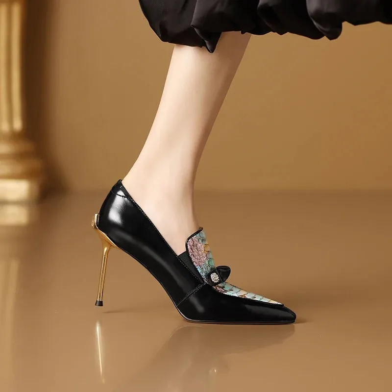 Sleek and Fab Snake Pattern High Stiletto Heel Pumps