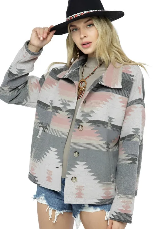 Soft Comfy Lightweight Aztec Pattern Jacket