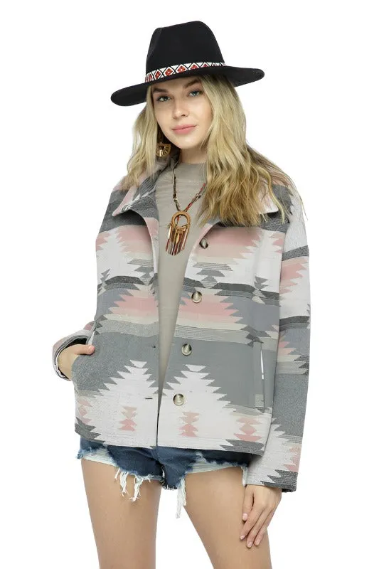 Soft Comfy Lightweight Aztec Pattern Jacket