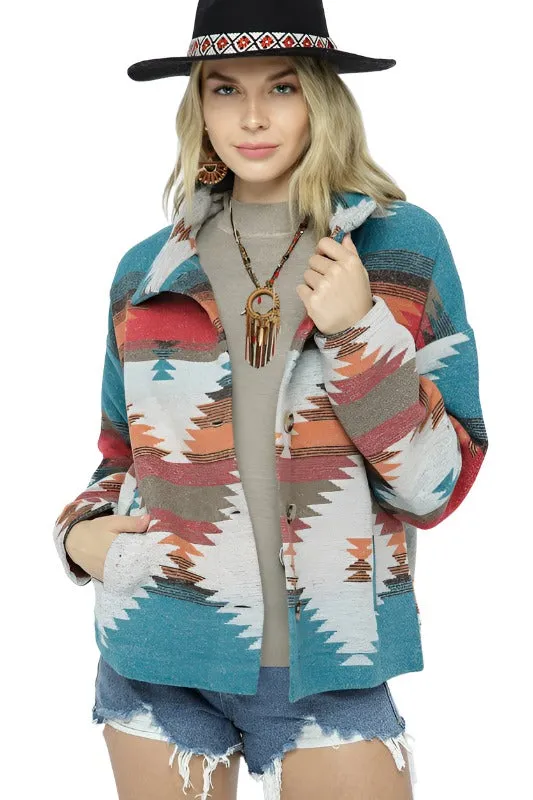 Soft Comfy Lightweight Aztec Pattern Jacket