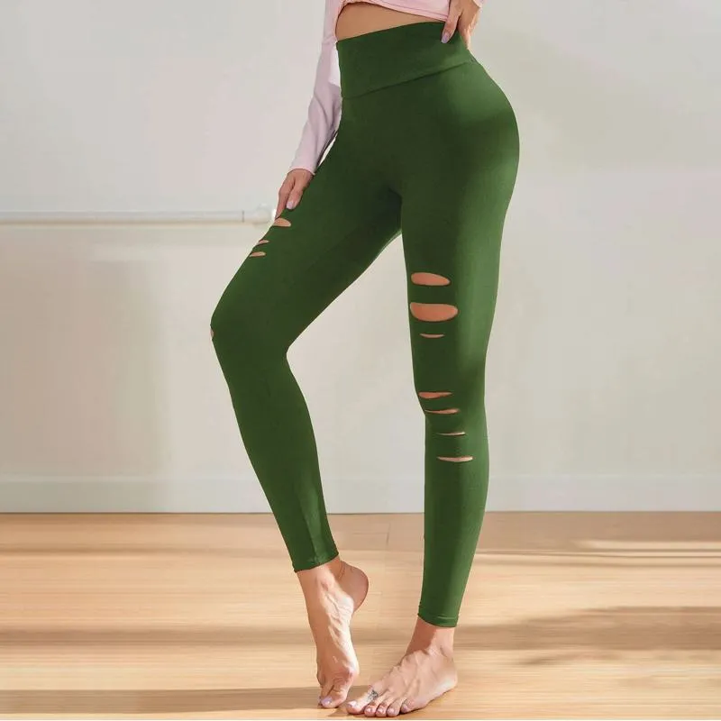 Sports Outdoor Distressed Elasticity Yoga Fitness Sports Leggings